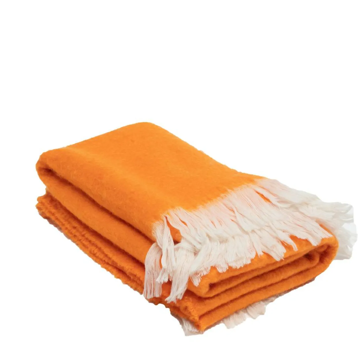 Plaid en laine finitions frangées orange 135x230cm-Bed and Philosophy Clearance