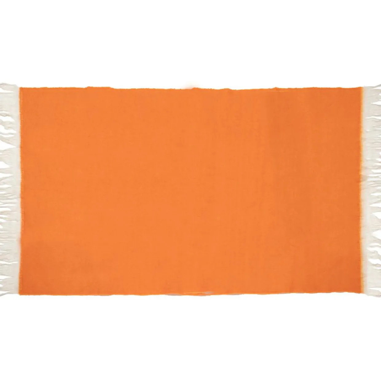 Plaid en laine finitions frangées orange 135x230cm-Bed and Philosophy Clearance