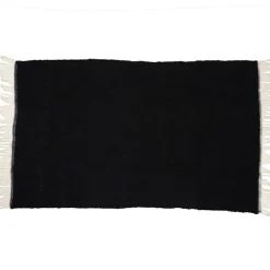 Bed and Philosophy Plaids^Plaid en laine finitions frangées noir 135x230cm