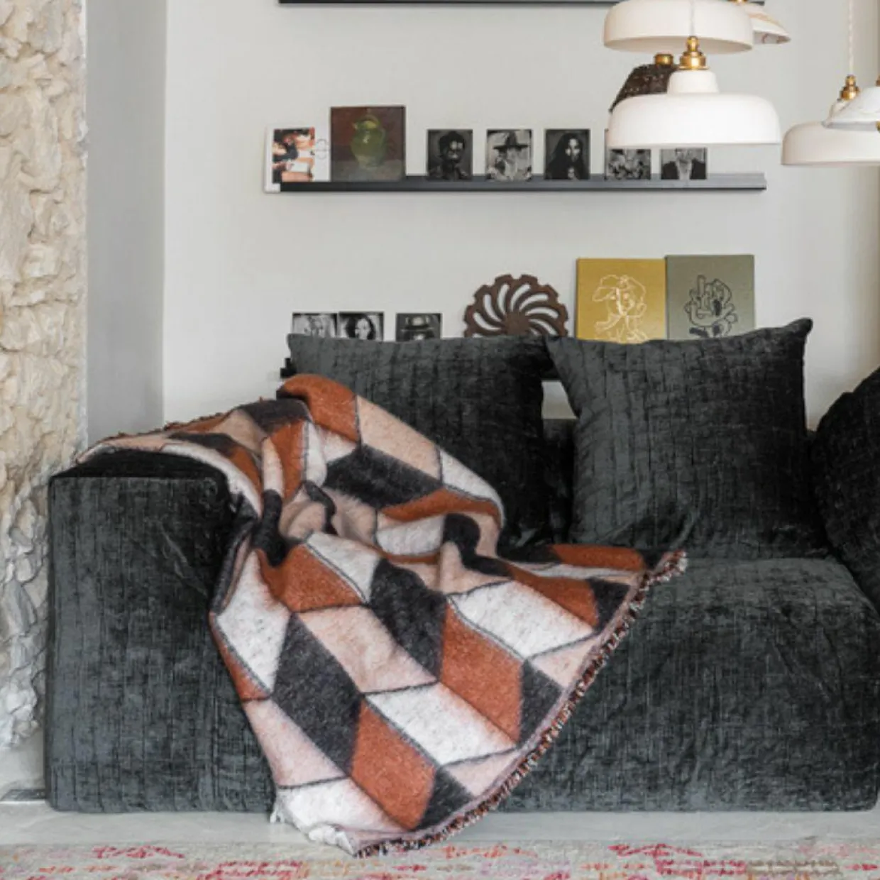 Bed and Philosophy Plaids^Plaid en laine motif 70s marron 135x230cm