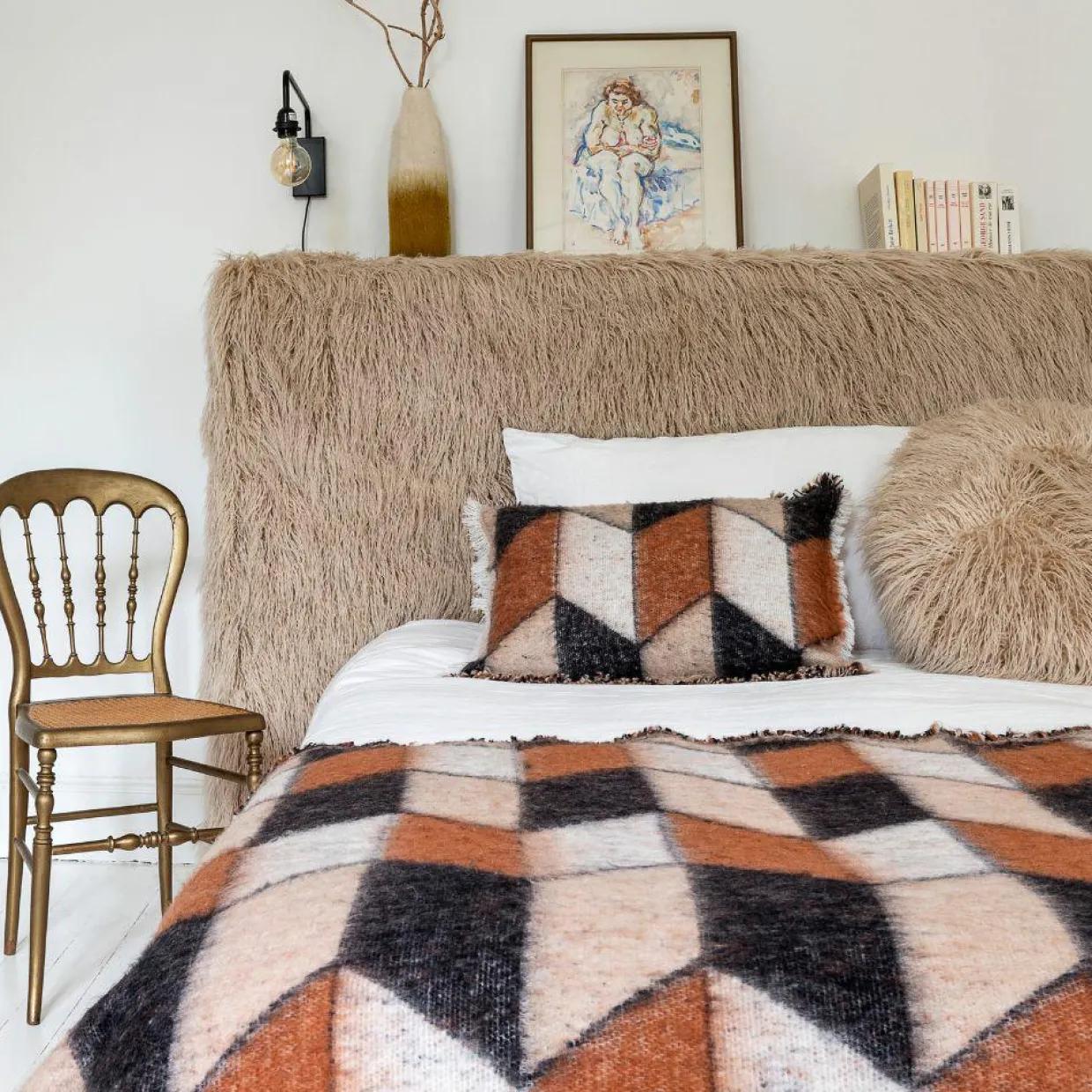 Bed and Philosophy Plaids^Plaid en laine motif 70s marron 135x230cm