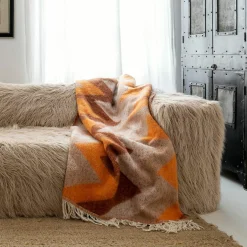 Bed and Philosophy Plaids^Plaid en laine motif 70s orange 135x230cm