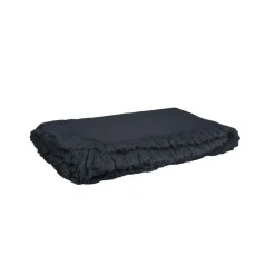 Plaid en lin & coton finitions frangées noir 150x180cm-Bed and Philosophy
