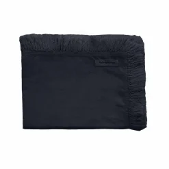 Plaid en lin & coton finitions frangées noir 150x180cm-Bed and Philosophy