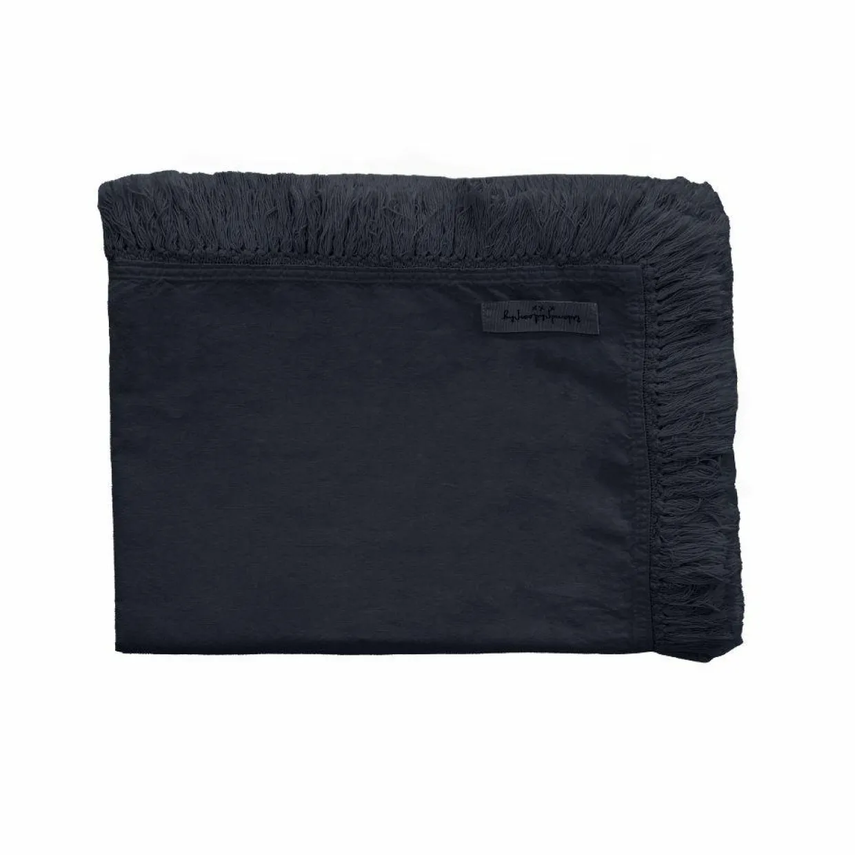 Plaid en lin & coton finitions frangées noir 150x180cm-Bed and Philosophy
