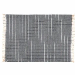 Plaid en lin et coton bleu 135x200cm-Bed and Philosophy Discount