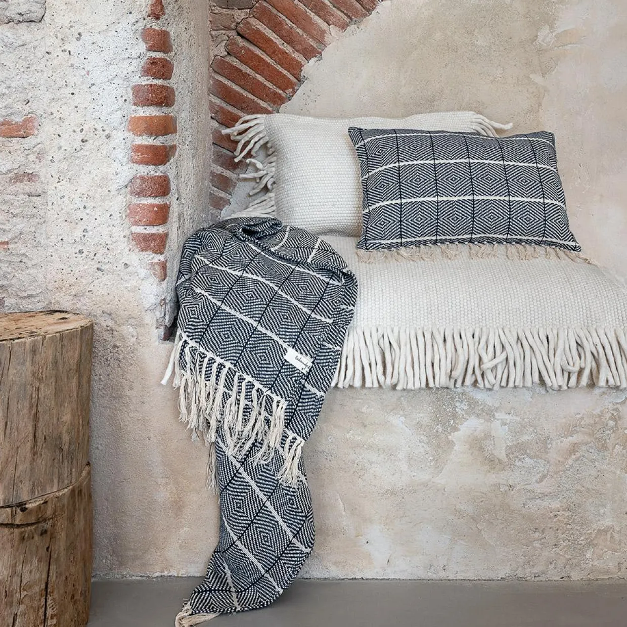 Plaid en lin et coton bleu 135x200cm-Bed and Philosophy Discount