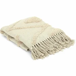 Plaid ethnique relief losange beige - 150x120 cm-Home Deco Factory Clearance
