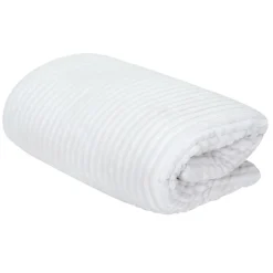 Plaid flanelle cotelé sherpa écru - 180x220 cm-Home Deco Factory Outlet