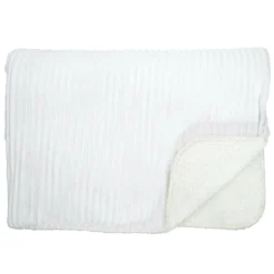 Plaid flanelle cotelé sherpa écru - 180x220 cm-Home Deco Factory Outlet
