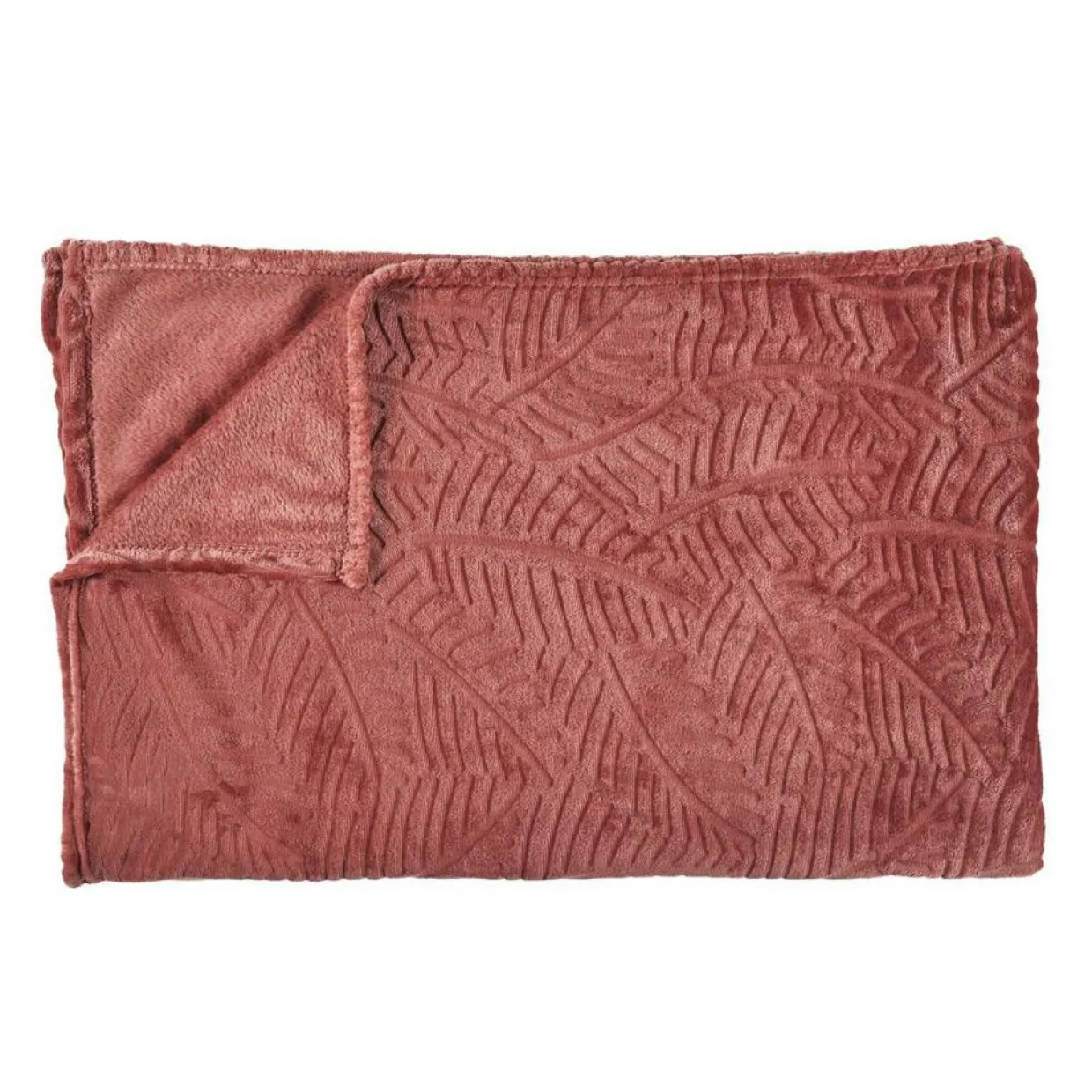 Plaid flanelle embossé terracotta - 150x200 cm-Home Deco Factory Best