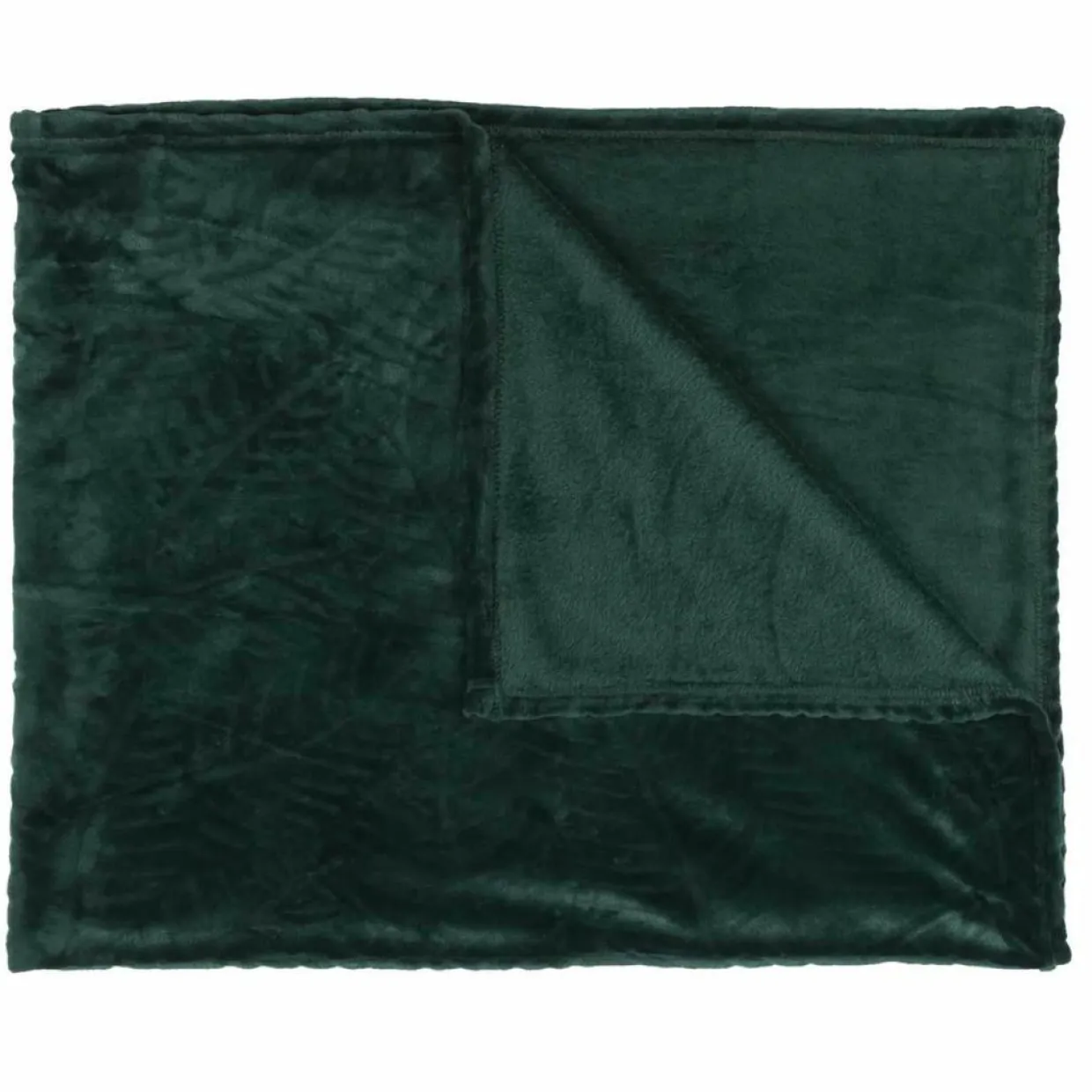 Plaid flanelle embossé vert sapin - 120x150 cm-Home Deco Factory Online