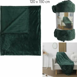 Plaid flanelle embossé vert sapin - 120x150 cm-Home Deco Factory Online