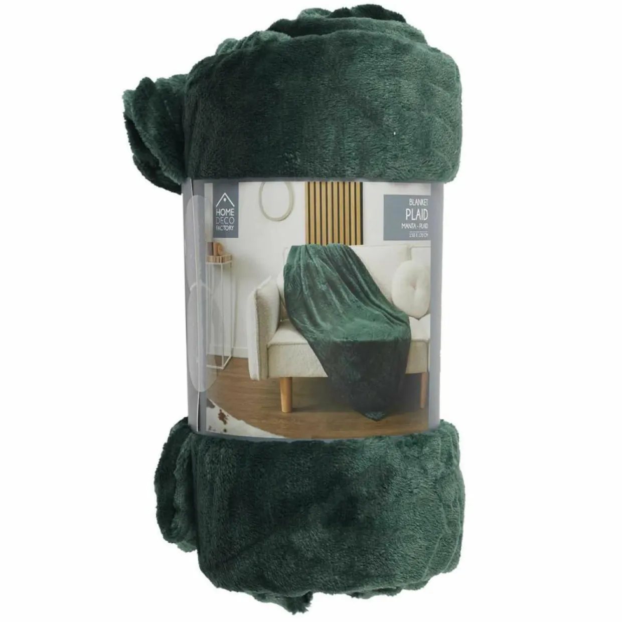 Plaid flanelle embossé vert sapin - 120x150 cm-Home Deco Factory Online