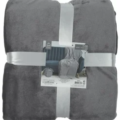 Plaid flanelle sherpa XXL gris foncé - 140x200 cm-Home Deco Factory New