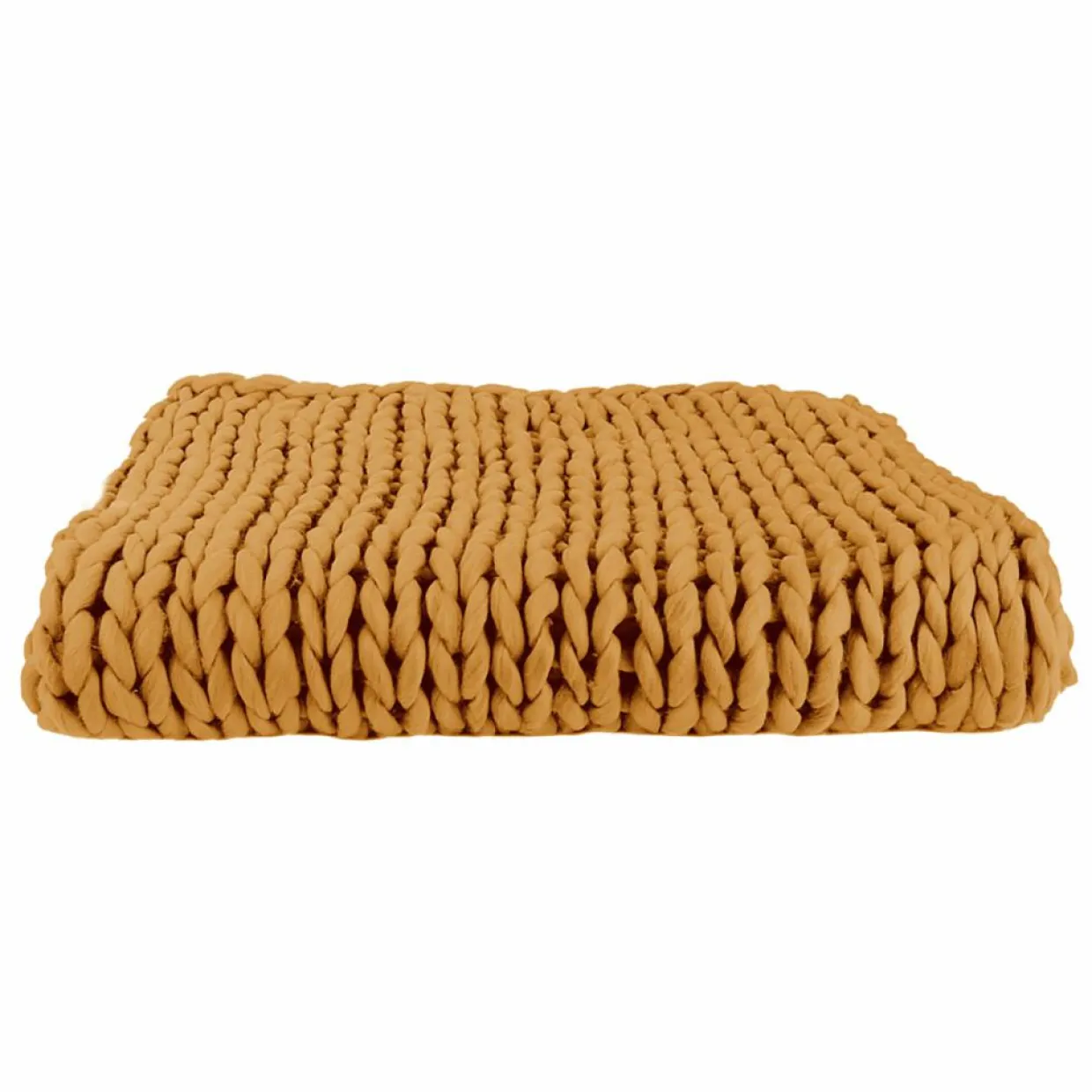 Plaid grosse maille chunky jaune - 150x120 cm-Home Deco Factory New