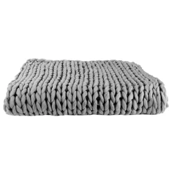 Plaid grosse maille Chunky gris - 150x120 cm-Home Deco Factory Sale