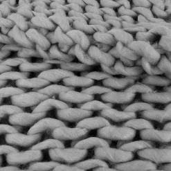 Plaid grosse maille Chunky gris - 150x120 cm-Home Deco Factory Sale