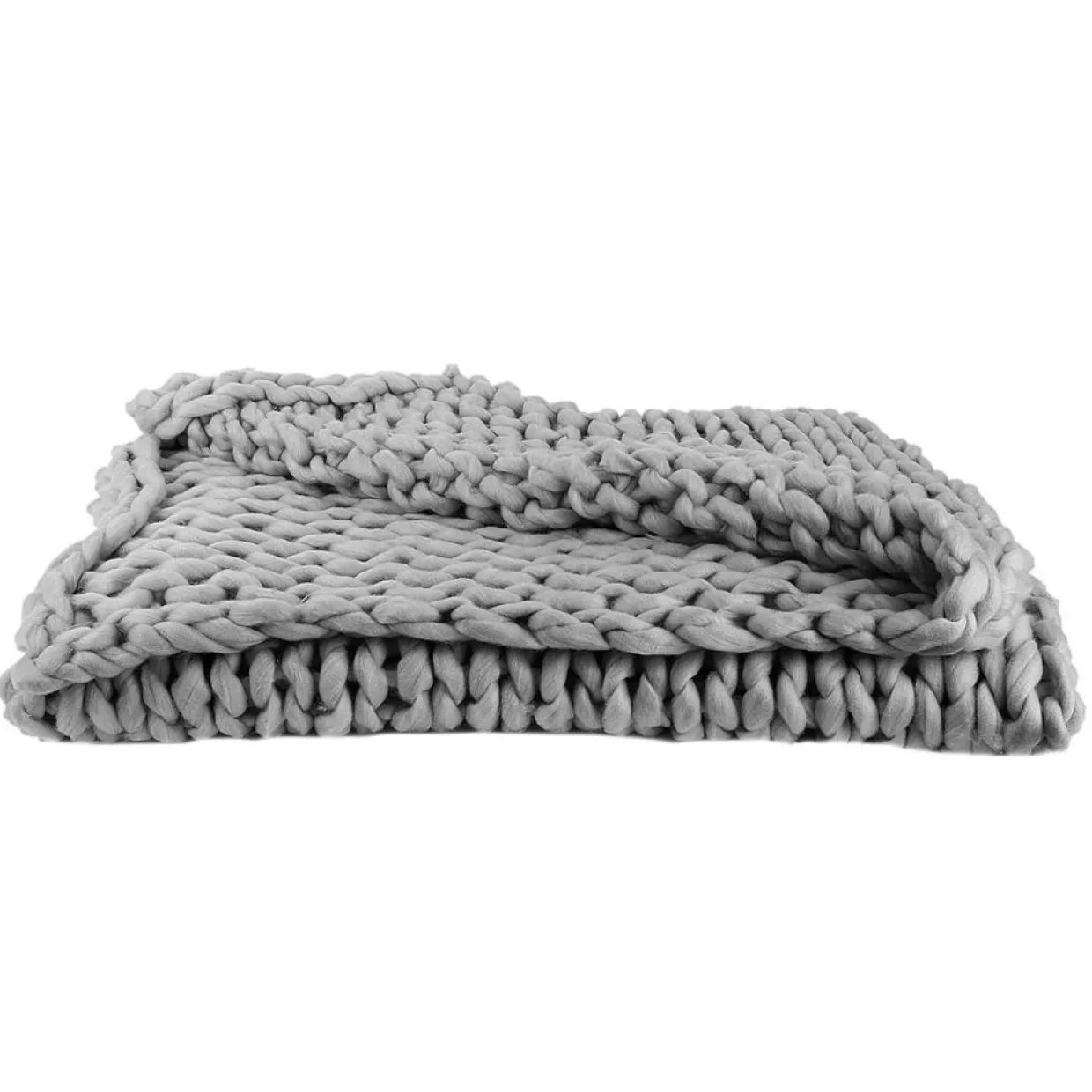 Plaid grosse maille Chunky gris - 150x120 cm-Home Deco Factory Sale