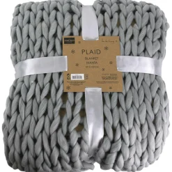 Plaid grosse maille Chunky gris - 150x120 cm-Home Deco Factory Sale