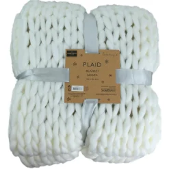 Home Deco Factory Plaids^Plaid grosse maille Chunky écru - 150x120 cm