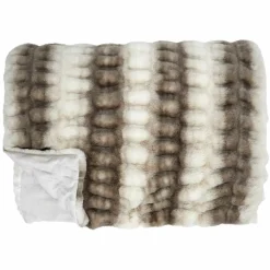 Plaid imitation fourrure luxury blanc/marron - 140x200 cm-Home Deco Factory New