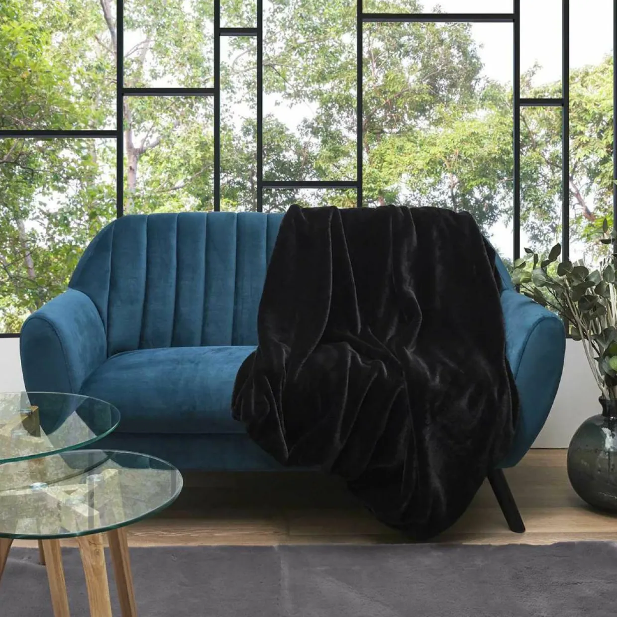 Home Deco Factory Plaids^Plaid imitation fourrure Opulence noir - 120x150 cm