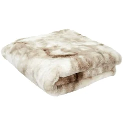 Plaid imitation fourrure Opulence blanc/marron - 140x200 cm-Home Deco Factory Clearance