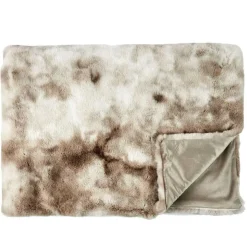 Plaid imitation fourrure Opulence blanc/marron - 140x200 cm-Home Deco Factory Clearance