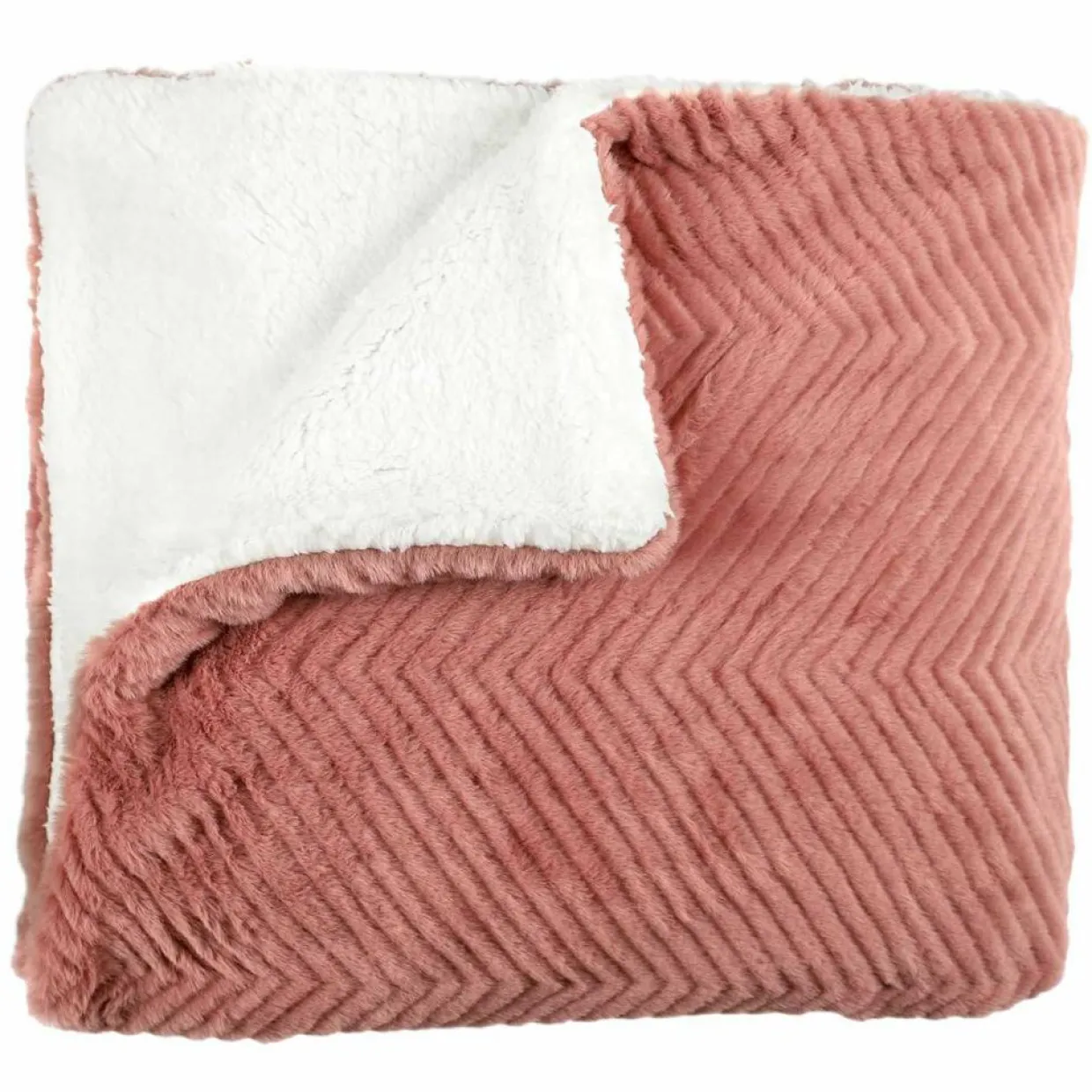 Home Deco Factory Plaids^Plaid imitation fourure et Sherpa rose - 140x200 cm