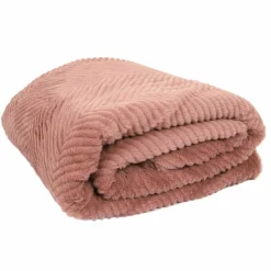 Home Deco Factory Plaids^Plaid imitation fourure et Sherpa rose - 140x200 cm