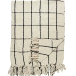 Home Deco Factory Plaids^Plaid jeté de lit à carreaux beige/noir - 125x150 cm