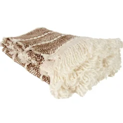 Plaid maille tressée marron - 120x2x150 cm-Home Deco Factory