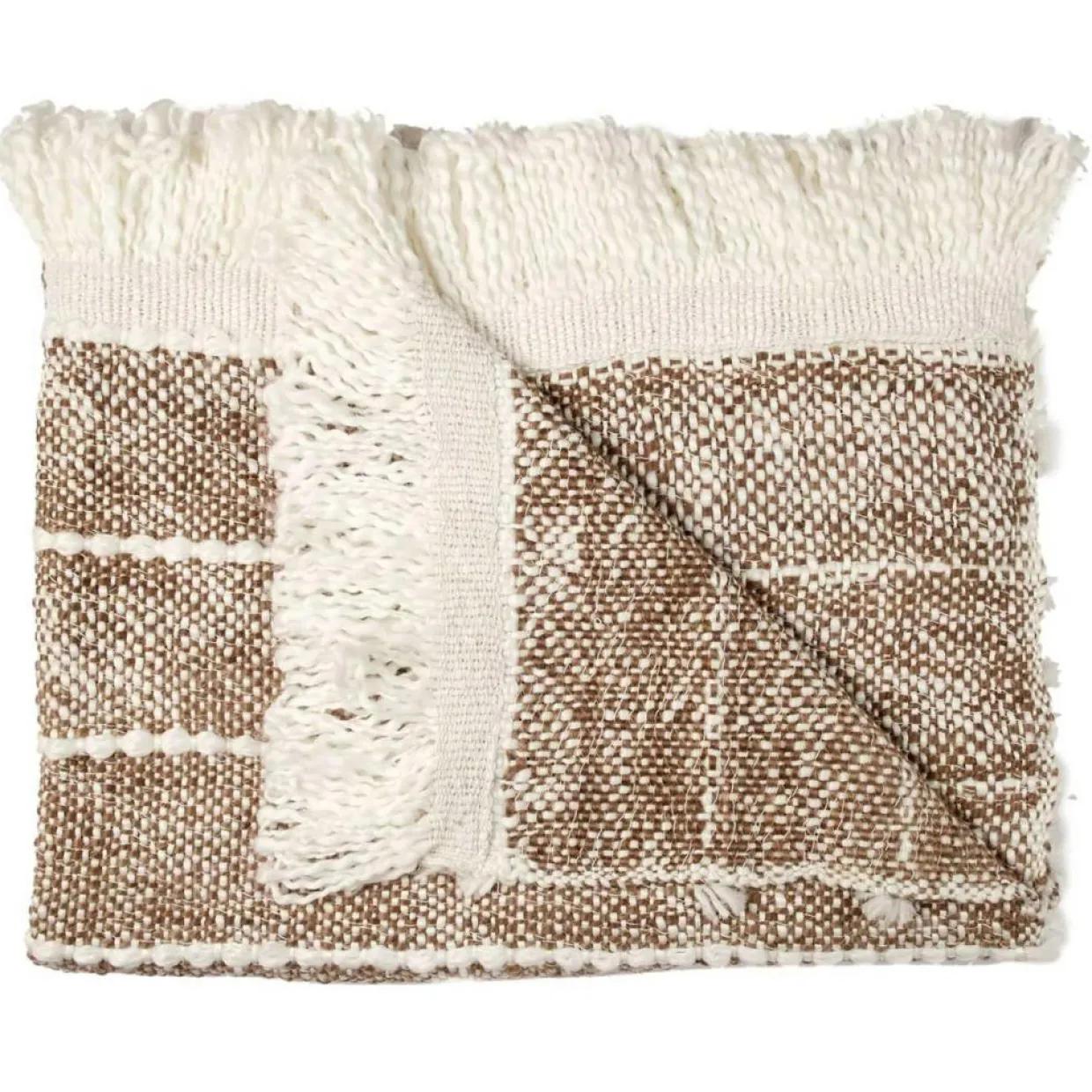 Plaid maille tressée marron - 120x2x150 cm-Home Deco Factory