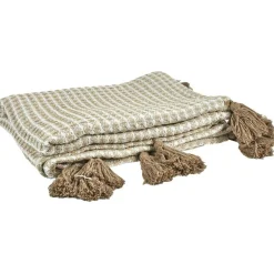 Plaid nid d'abeille beige/gris - 125x150 cm-Home Deco Factory Sale