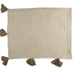 Plaid nid d'abeille beige/gris - 125x150 cm-Home Deco Factory Sale
