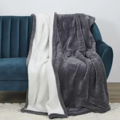 Home Deco Factory Plaids^Plaid nid d'abeille Sherpa XXL gris foncé - 180x220 cm
