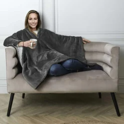 Plaid poncho gris - 130x170 cm-Home Deco Factory New