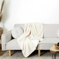 Home Deco Factory Plaids^Plaid sherpa bouclé crème - 120x150 cm