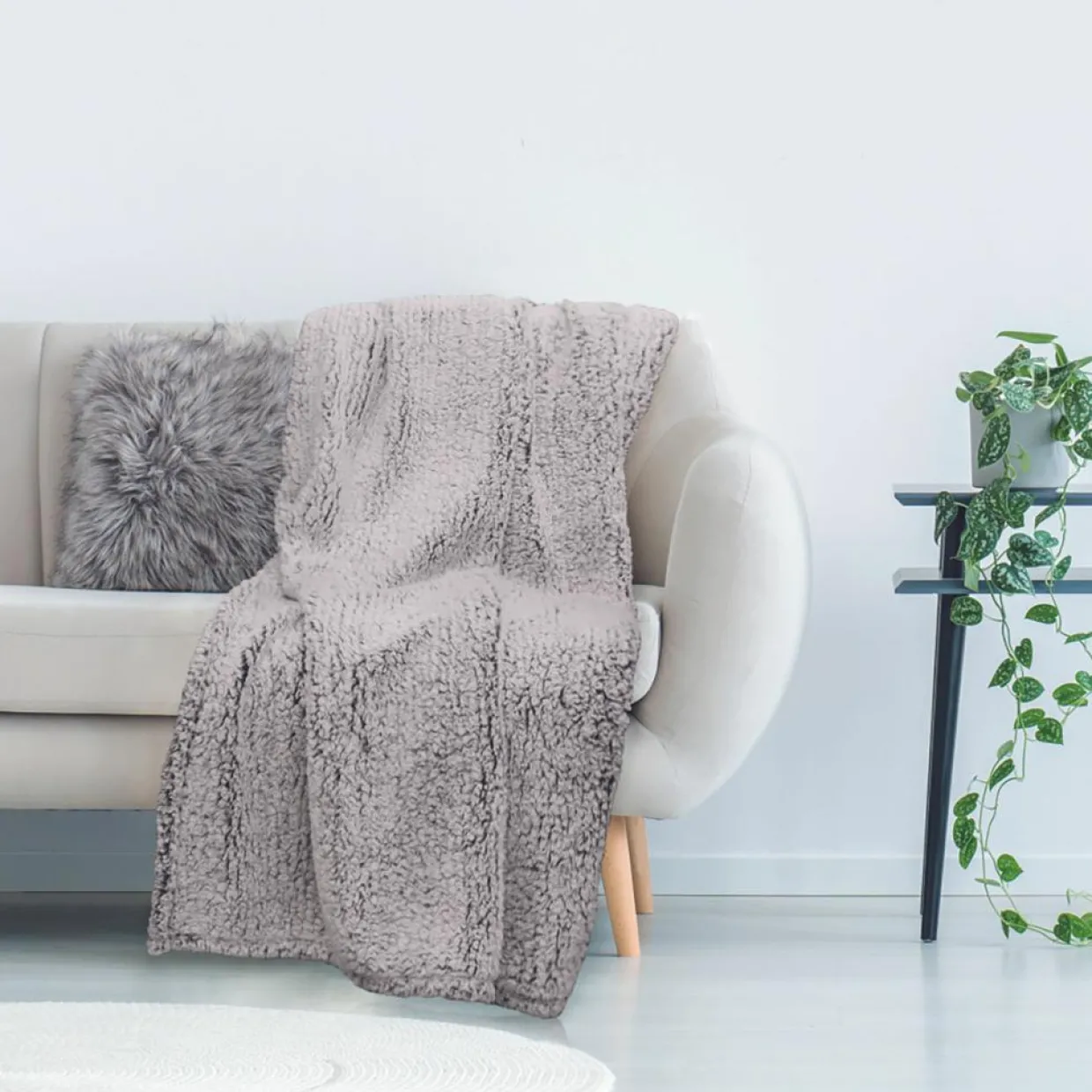 Home Deco Factory Plaids^Plaid sherpa gris - 120x150 cm