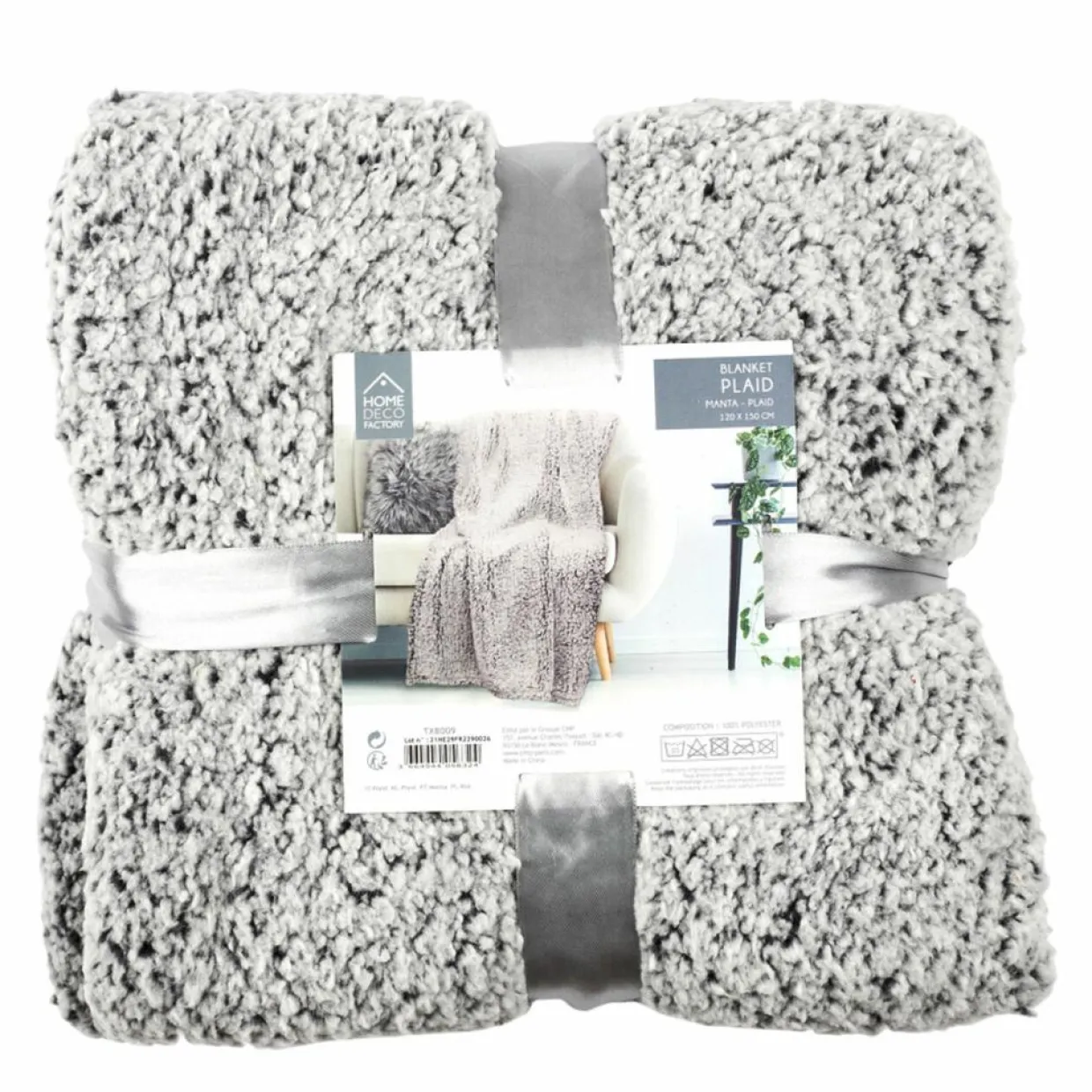 Home Deco Factory Plaids^Plaid sherpa gris - 120x150 cm