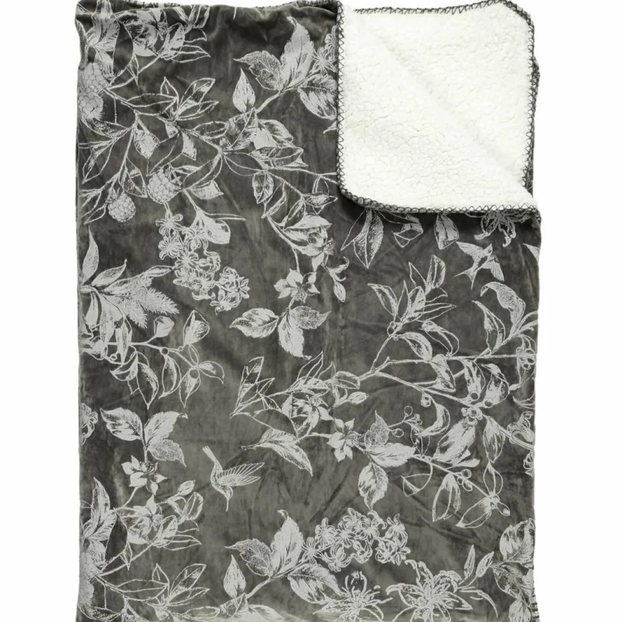 Home Deco Factory Plaids^Plaid velours motif Sherpa gris - 120x150 cm