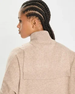 Plastron 100% Cachemire col montant en côtes Carla chestnut-Cashmere Tribu Hot