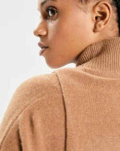 Plastron 100% Cachemire col montant en côtes Carla mocha-Cashmere Tribu Hot
