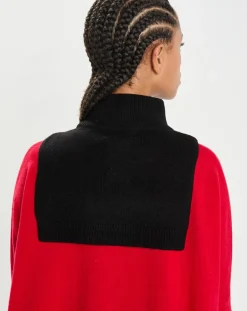 Femme Cashmere Tribu Echarpes, Foulards^Plastron 100% Cachemire col montant en côtes Carla noir