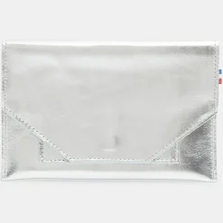 Femme Galeries Lafayette Pochettes^Pochette en Cuir Fred Mif argentée - 11x17x1 cm