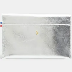 Femme Galeries Lafayette Pochettes^Pochette en Cuir Fred Mif argentée - 11x17x1 cm