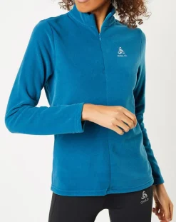 Femme Odlo Pulls^Polaire Midlayer 1/2 Zip bleu