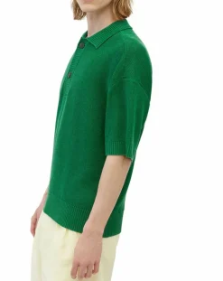 Homme Marc O'Polo Polos^Polo 100% Lin manches courtes Maille vert emeraude