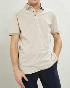 Polo chiné mercerisé Classic Fit beige-Hackett London Online